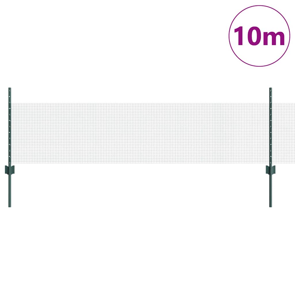 Valla vidaxxl con poste verde 0,5 x 10 m acero