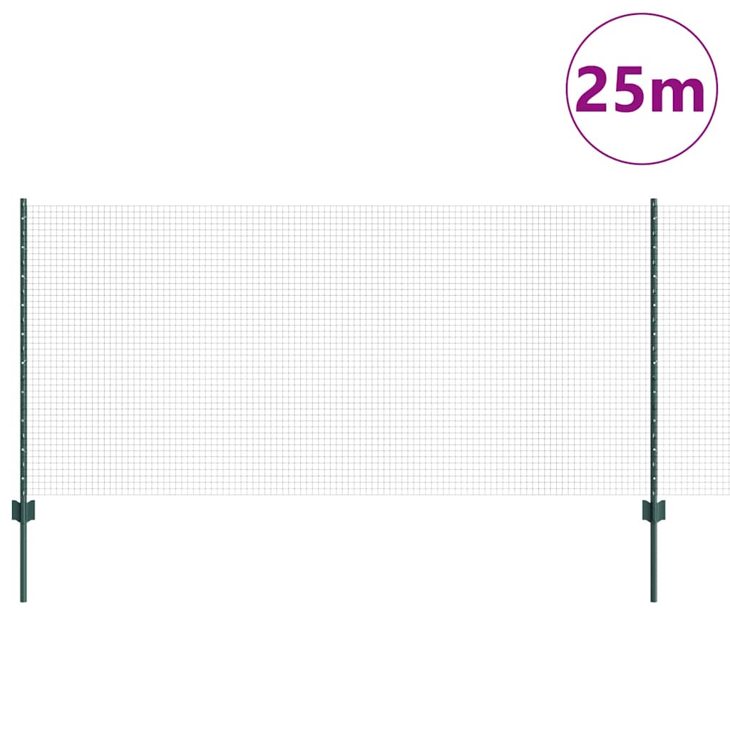 Valla vidaxxl con poste verde 1 x 25 m acero