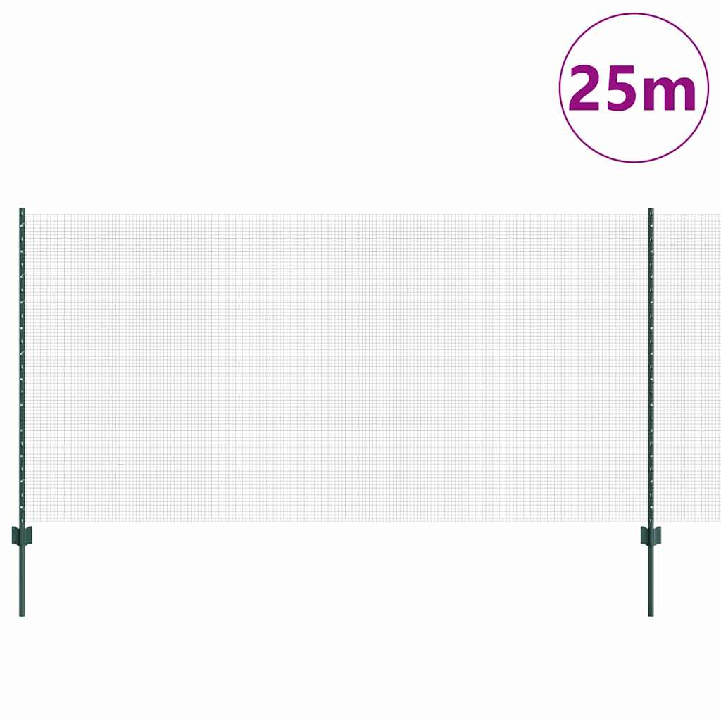 Valla vidaxl con poste verde 1,2 x 25 m acero y PVC