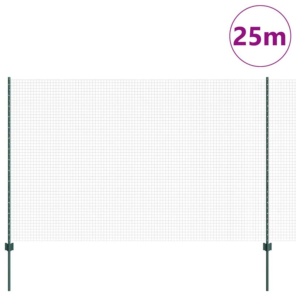 Valla vidaxxl con poste verde 1,5 x 25 m acero