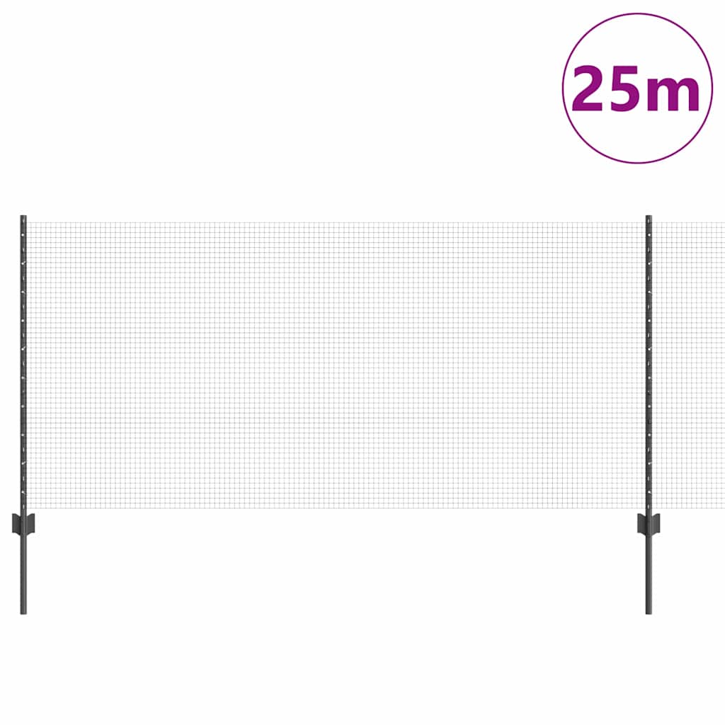 Valla vidaxxl con poste gris 1 x 25 m acero