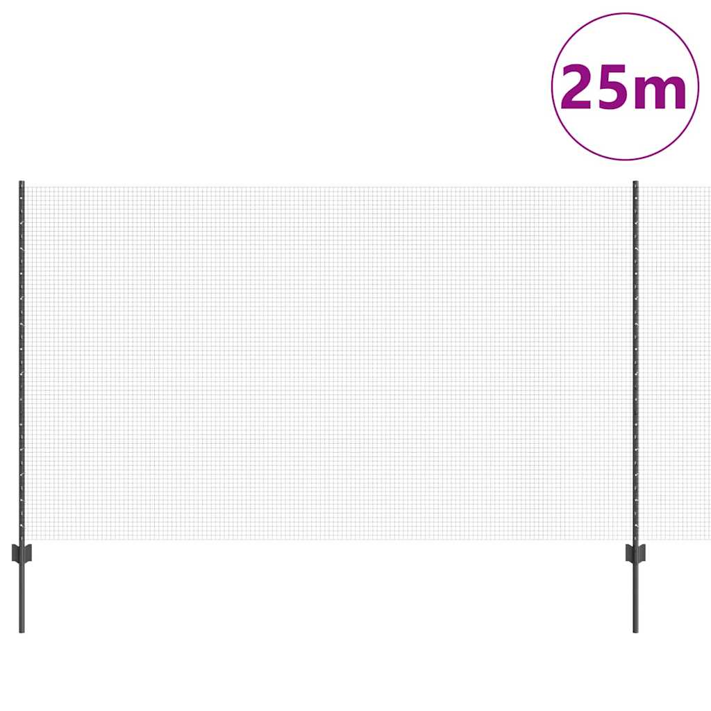 Valla vidaxl con poste gris 1,4 x 25 m acero y PVC