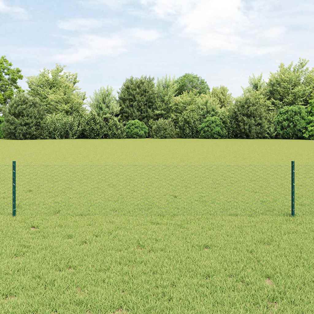 Valla vidaxxl con poste verde 0,4 x 10 m acero y PVC