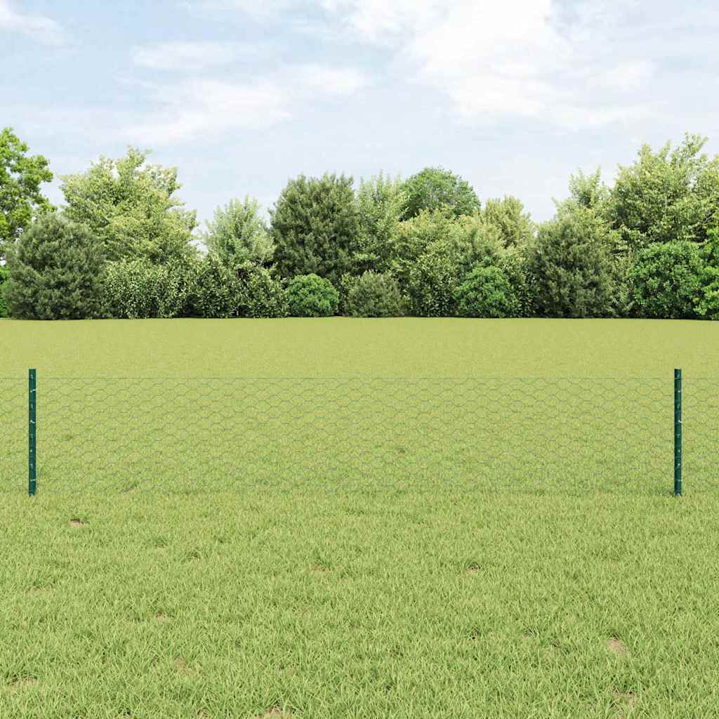 Valla vidaxxl con poste verde 0,4 x 10 m acero y PVC