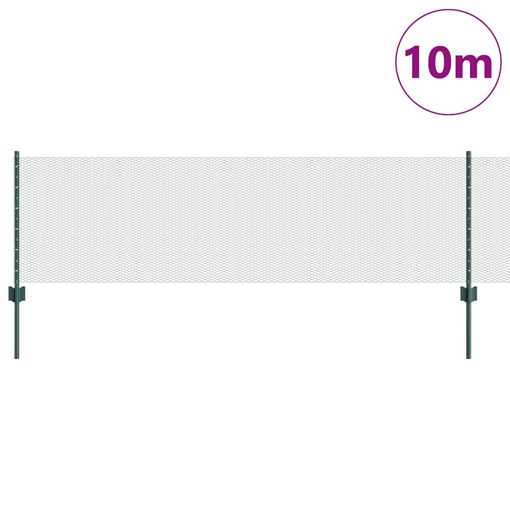 Valla vidaxxl con poste verde 0,6 x 10 m acero y PVC