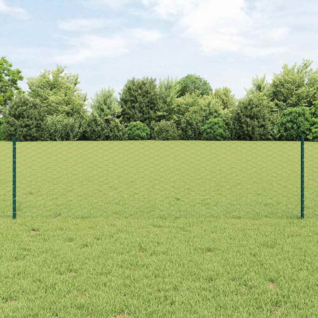 Valla vidaxxl con poste verde 0,6 x 10 m acero y PVC