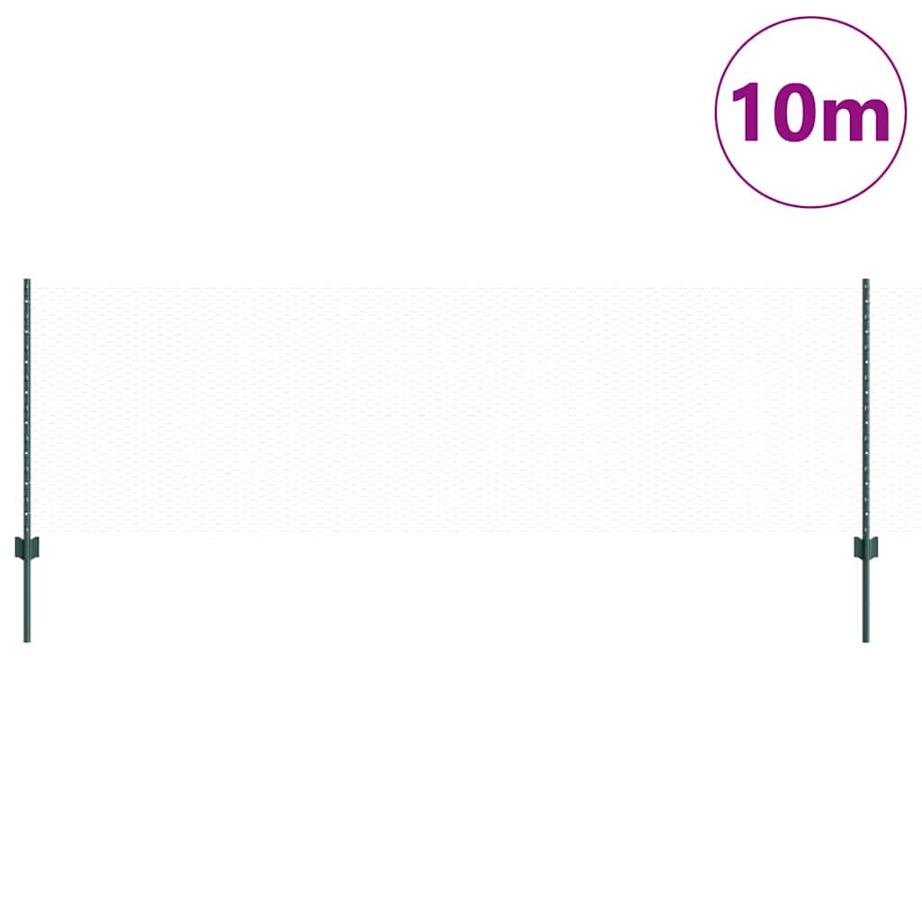 Valla vidaxl con poste verde 0,8 x 10 m acero y PVC