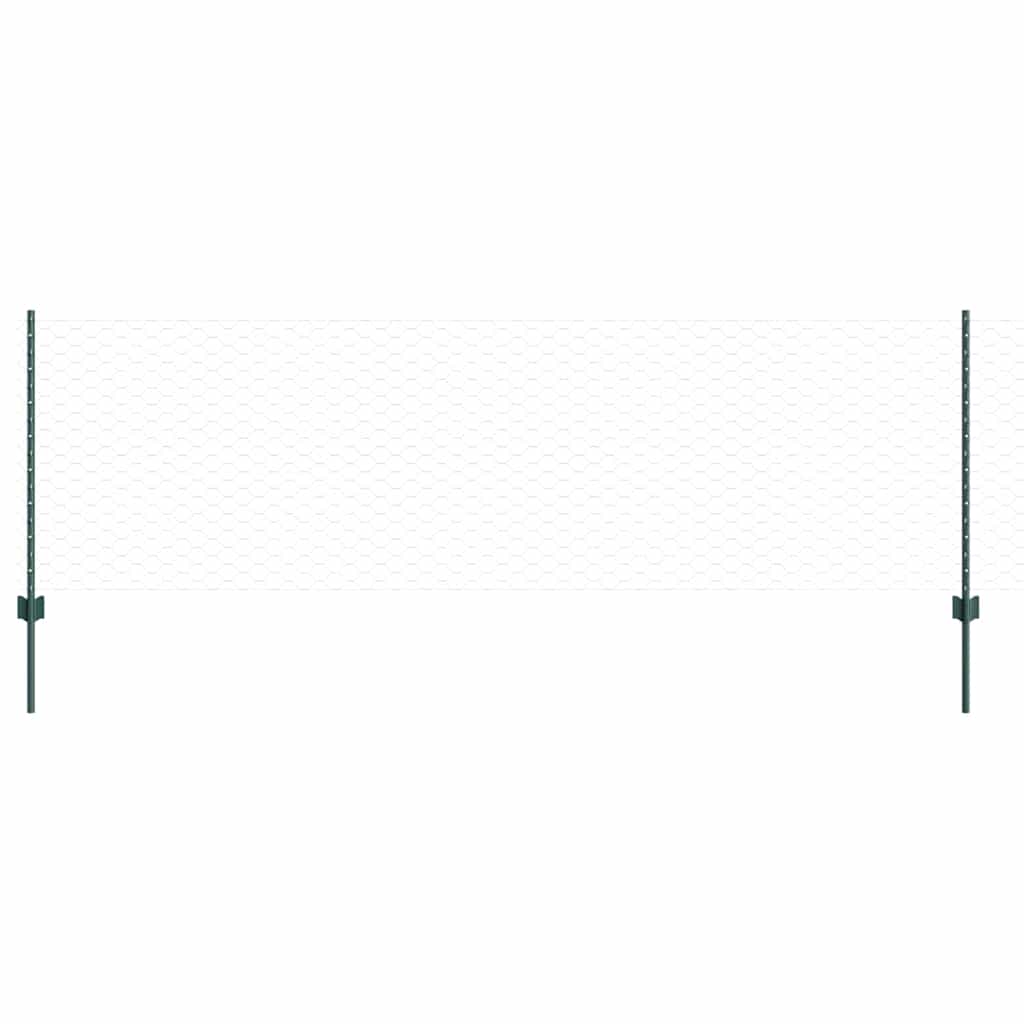 Valla vidaxl con poste verde 0,8 x 10 m acero y PVC