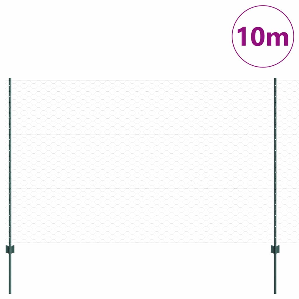 Valla vidaxl con poste verde 1,5 x 10 m acero y PVC