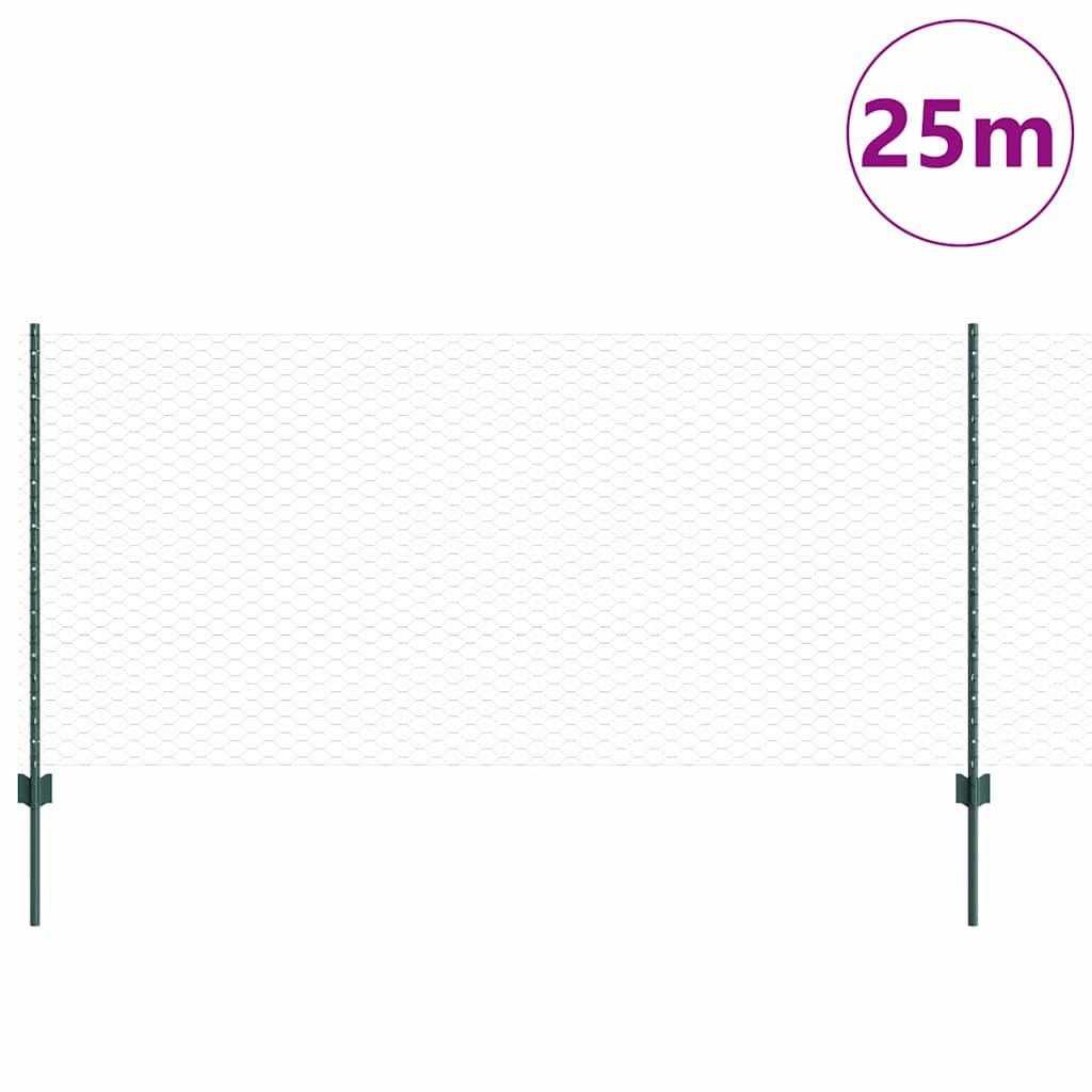 Valla vidaxxl con poste verde 1 x 25 m acero