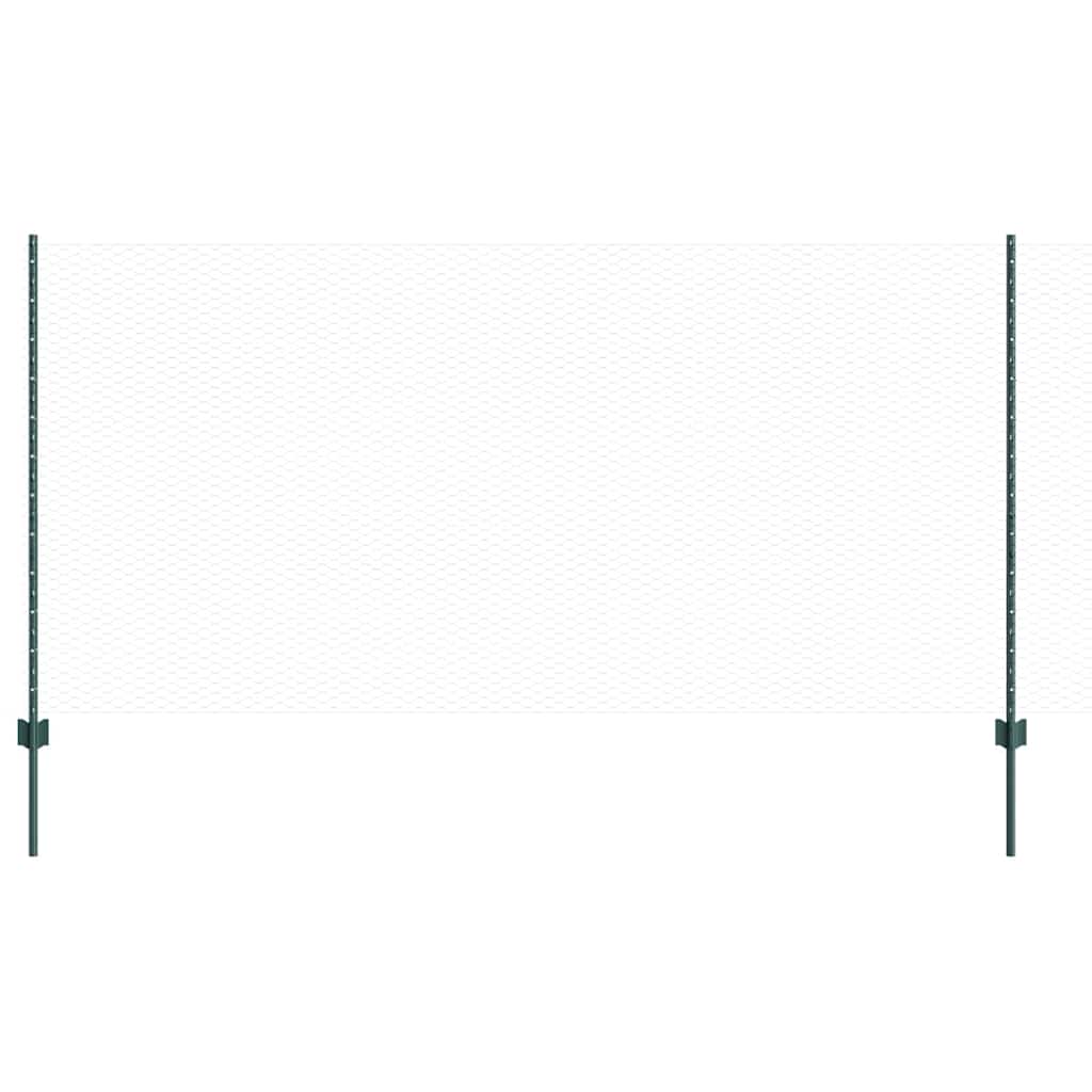 Vidaxl hek met paal groen 1,2 x 25 m staal