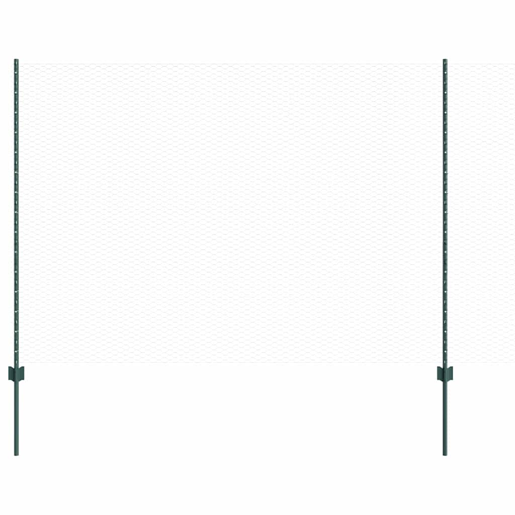Valla vidaxxl con poste verde 1,5 x 25 m acero