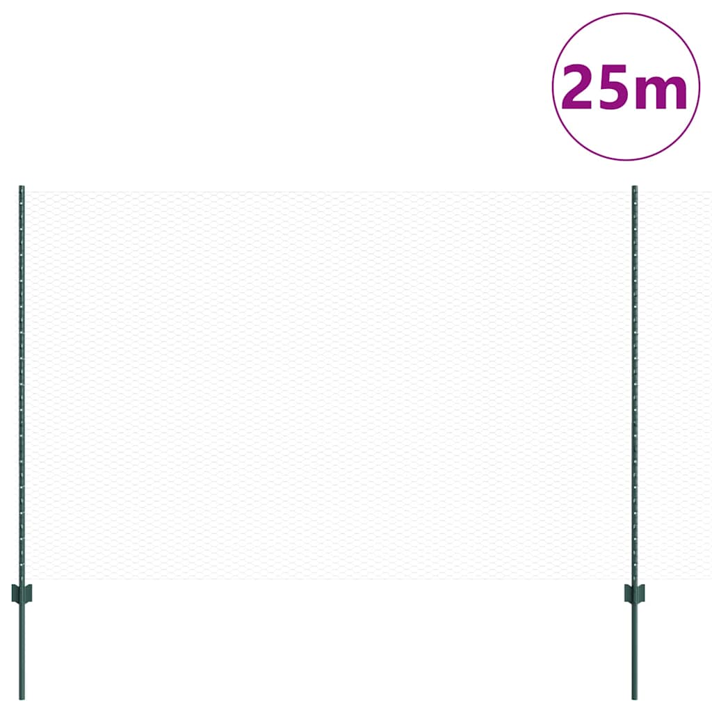 Valla vidaxxl con poste verde 1,5 x 25 m acero