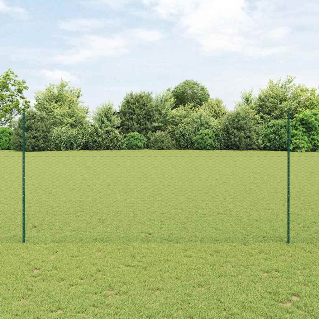 Valla vidaxxl con poste verde 1,5 x 25 m acero