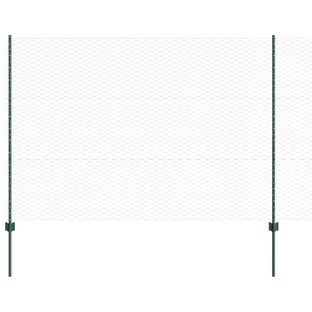 Valla vidaxxl con poste verde 1,5 x 25 m acero