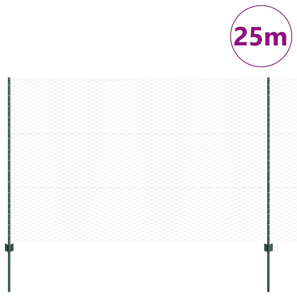 Valla vidaxxl con poste verde 1,5 x 25 m acero