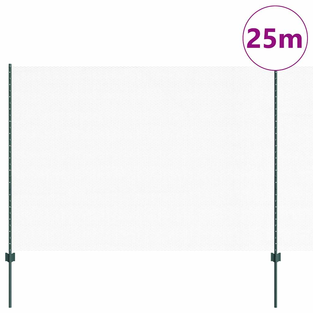 Recinzione Vidaxl con palo verde 1,6 x 25 m in acciaio e PVC