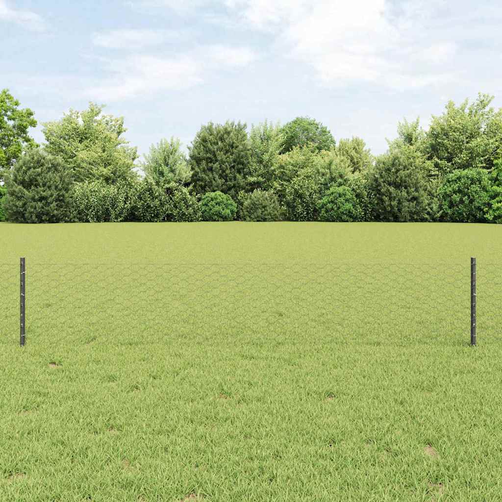 Valla vidaxl con poste gris 0,4 x 10 m acero y PVC