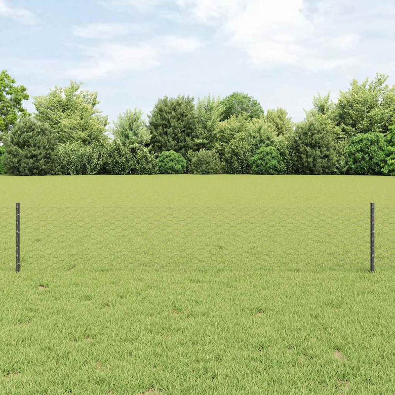 Valla vidaxl con poste gris 0,4 x 10 m acero y PVC