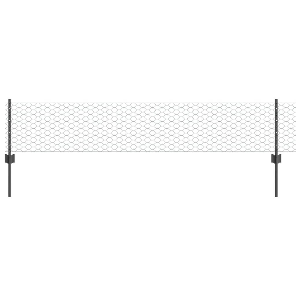 Valla vidaxl con poste gris 0,4 x 10 m acero y PVC