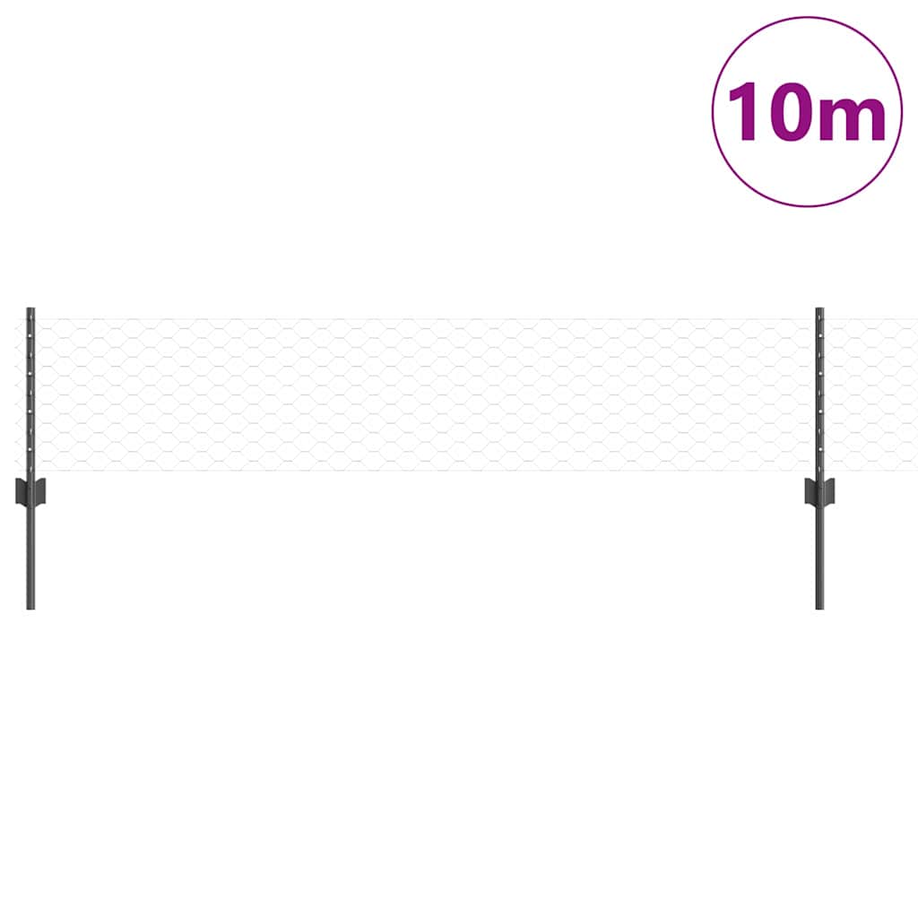 Valla vidaxl con poste gris 0,4 x 10 m acero y PVC