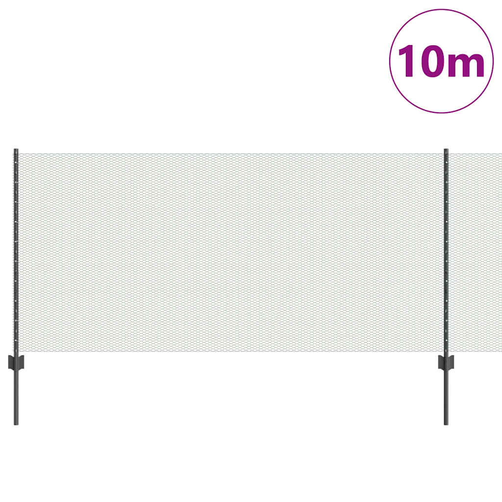 Valla vidaxl con poste gris 1 x 10 m acero y PVC