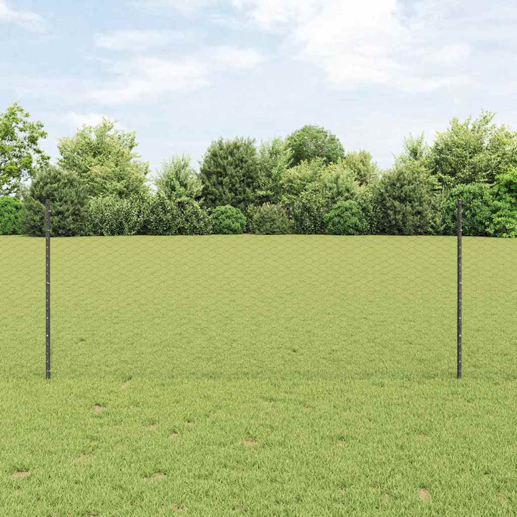 Valla vidaxl con poste gris 1 x 10 m acero y PVC