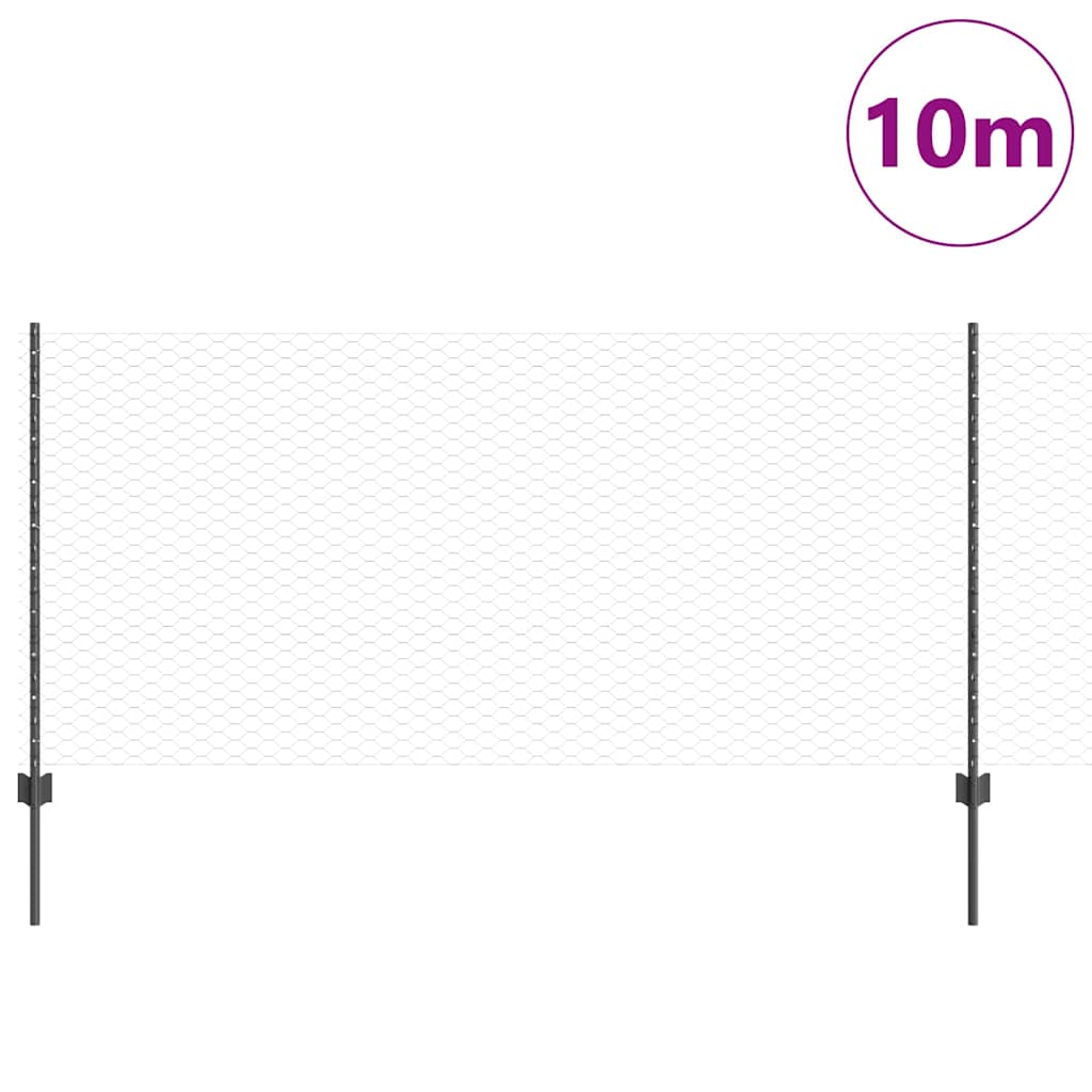 Valla vidaxl con poste gris 1 x 10 m acero y PVC