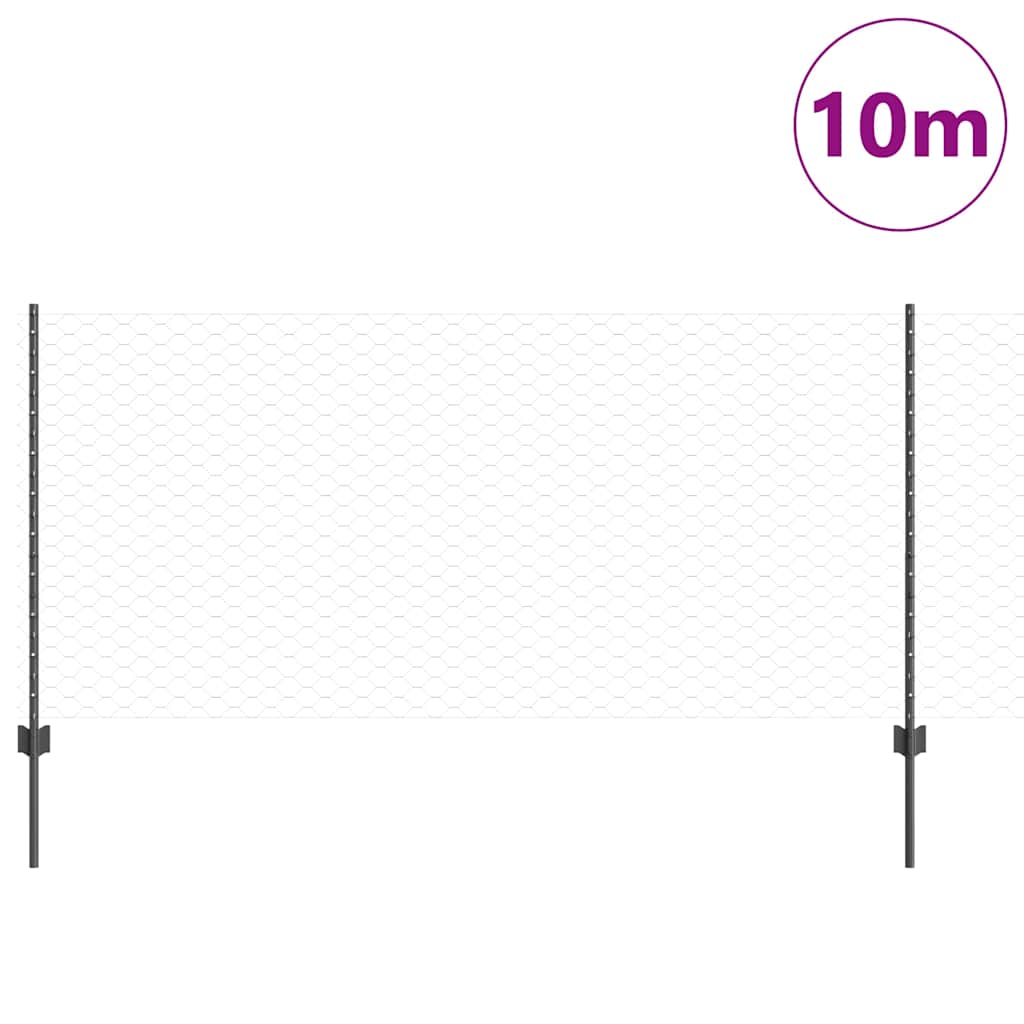 Valla vidaxl con poste gris 1 x 10 m acero y PVC