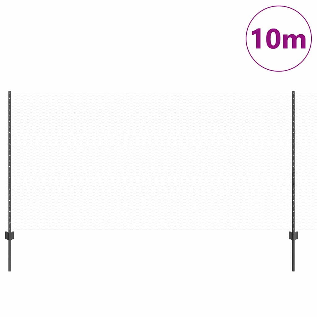 Valla vidaxl con poste gris 1,2 x 10 m acero y PVC