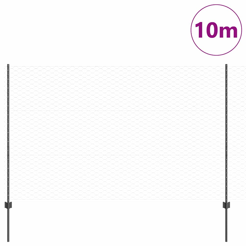 Valla vidaxl con poste gris 1,5 x 10 m acero y PVC