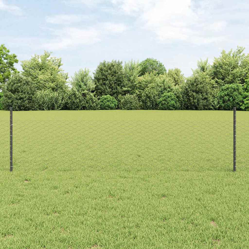 Valla vidaxxl con poste acero gris 0,5 x 25 m