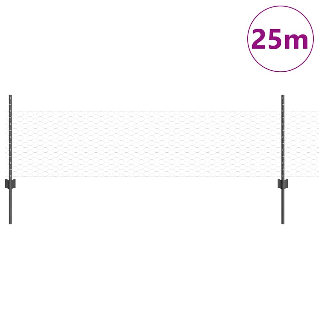Valla vidaxxl con poste acero gris 0,5 x 25 m