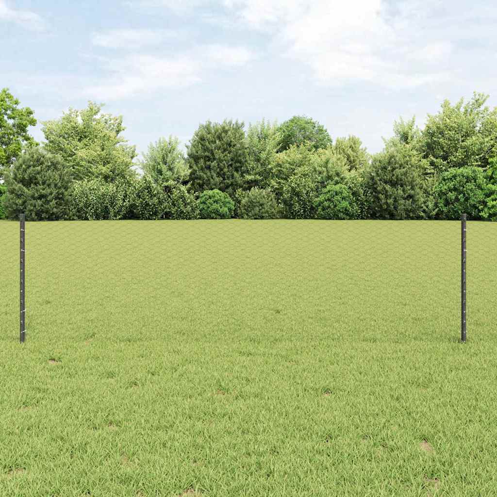 Valla vidaxl con poste gris 0,6 x 25 m acero y PVC