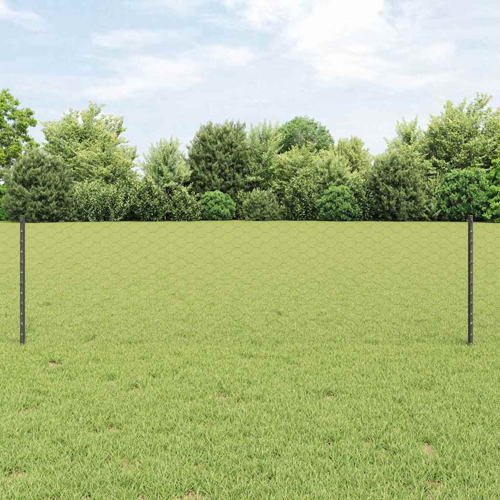 Recinzione Vidaxl con palo grigio 0,6 x 25 m in acciaio e PVC