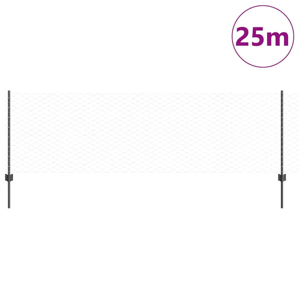 Recinzione Vidaxxl con palo grigio 0,8 x 25 m in acciaio
