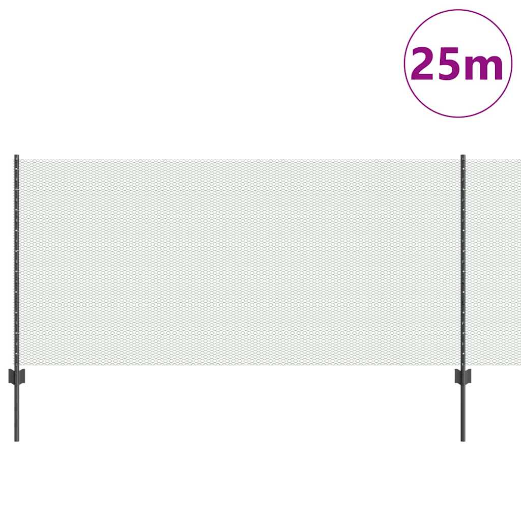 Valla vidaxxl con poste gris 1 x 25 m acero