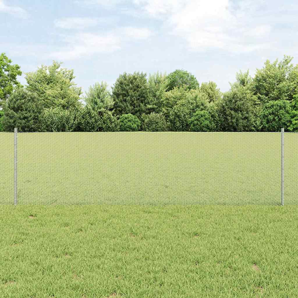 Valla vidaxxl con poste plata 0,6 x 10 m acero