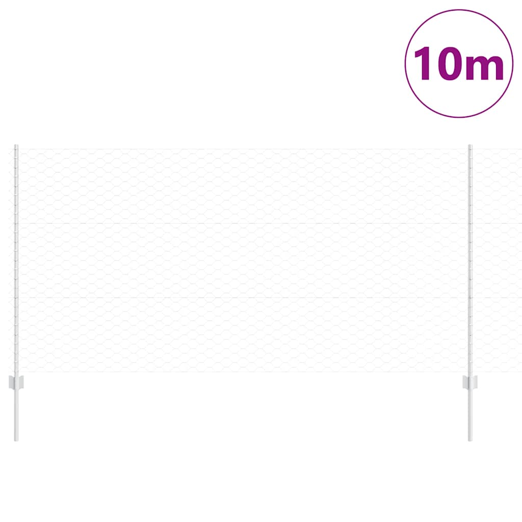 Valla vidaxxl con poste plata 1,2 x 10 m acero
