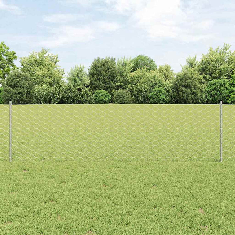 Valla vidaxxl con poste plata 0,6 x 25 m acero