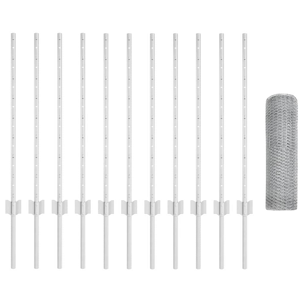 Recinzione Vidaxxl con palo argento 0,8 x 25 m in acciaio