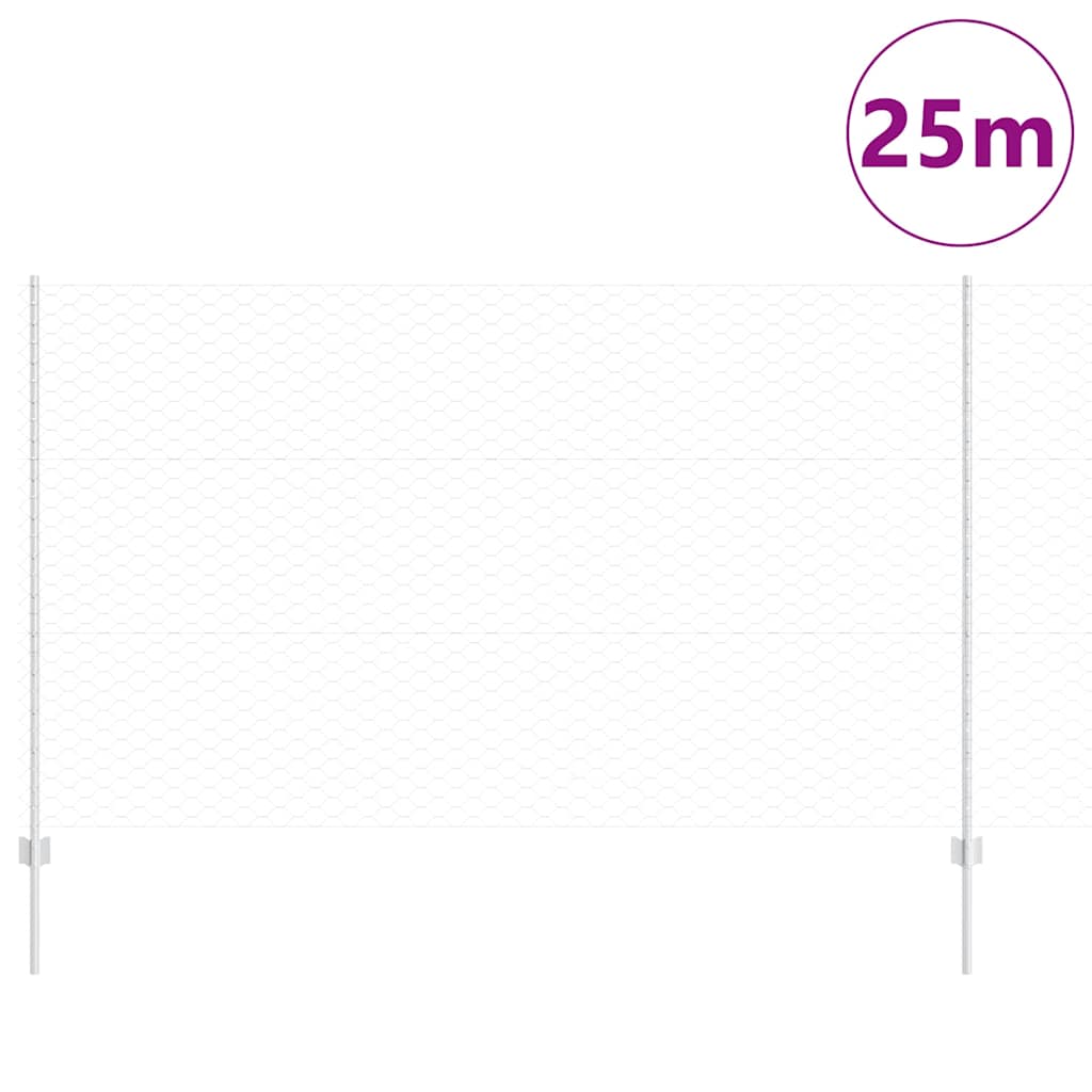 Valla vidaxxl con poste plata 1,4 x 25 m acero