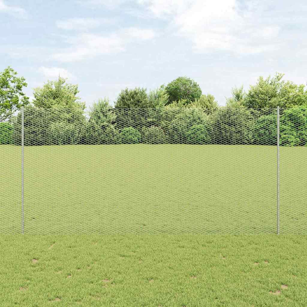 Valla vidaxxl con poste plateado 1,5 x 25 m acero