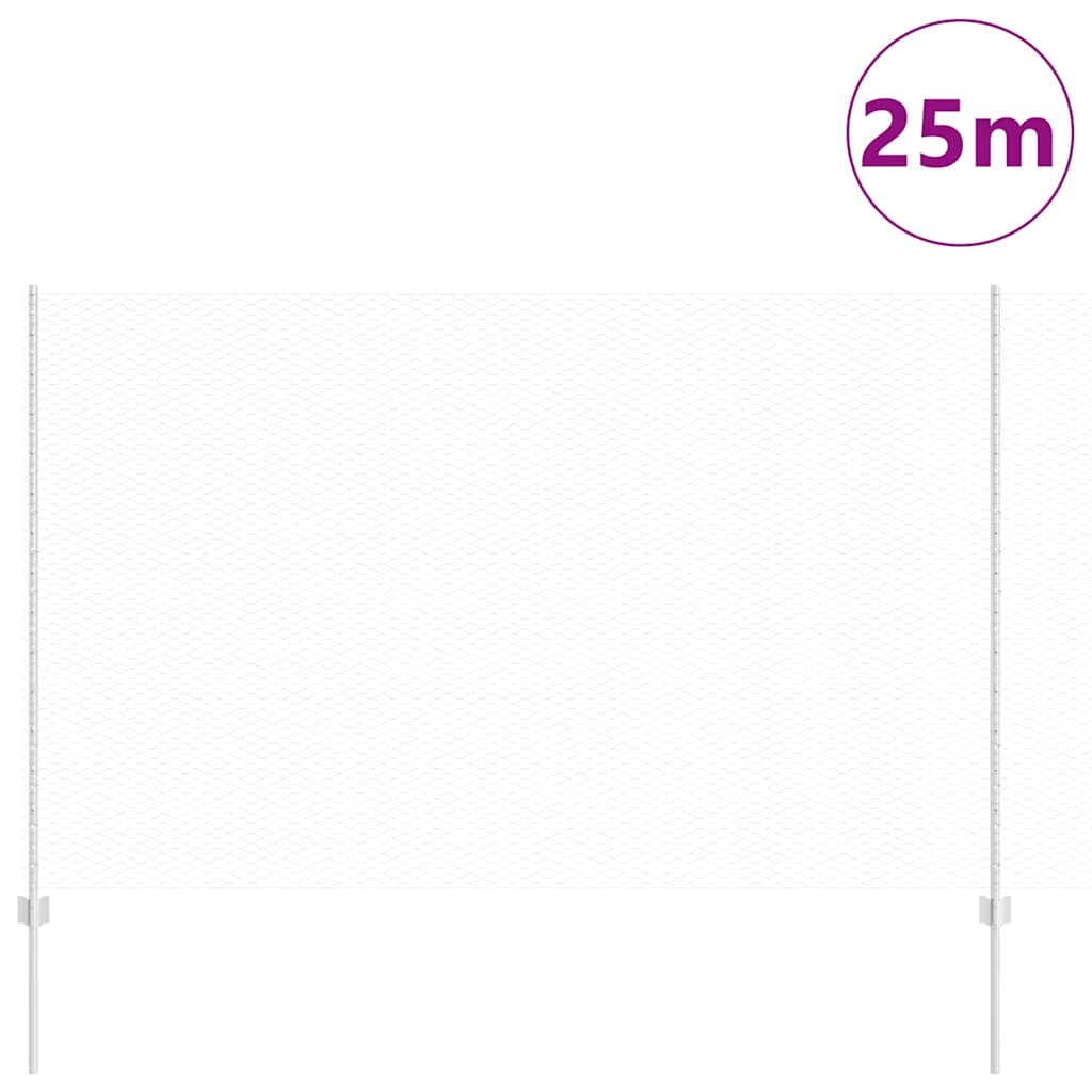 Valla vidaxl con poste plateado 1,6 x 25 m acero