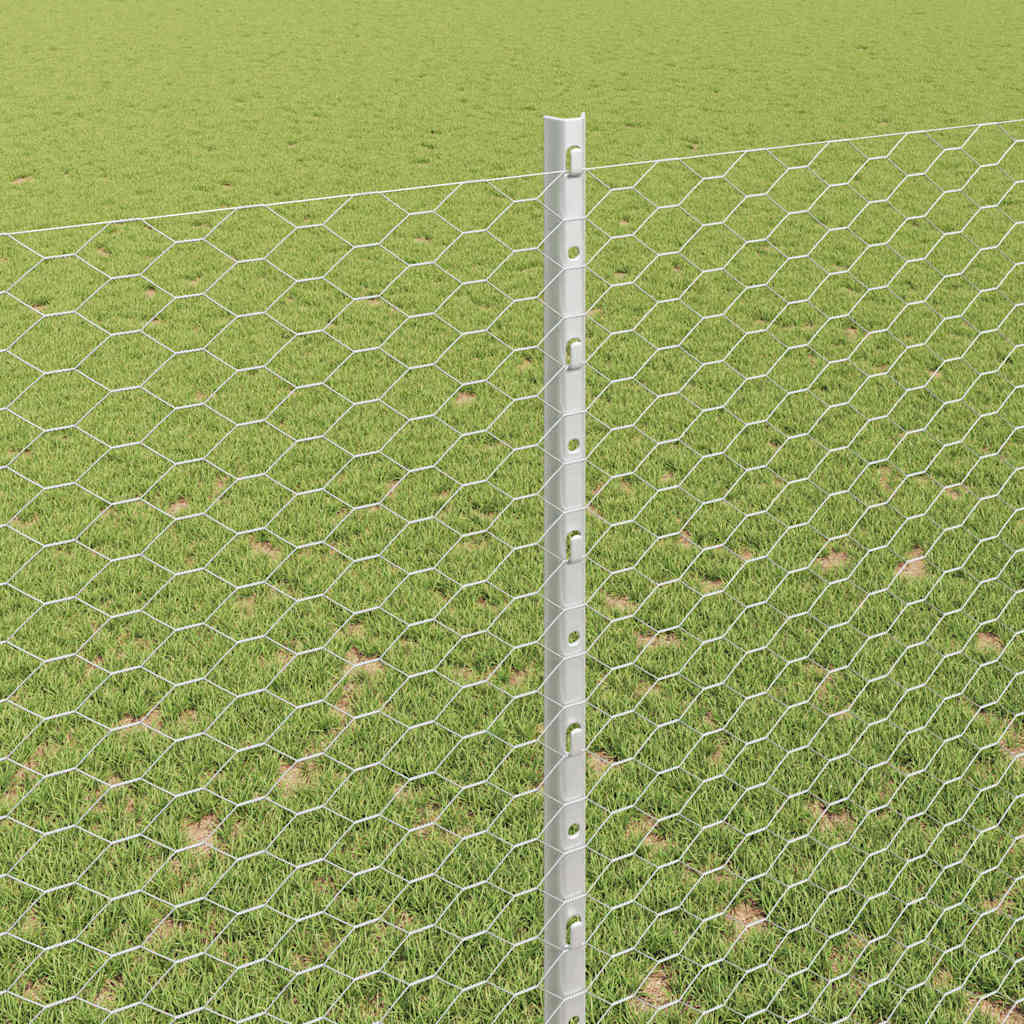 Valla vidaxl con poste plateado 1,6 x 25 m acero