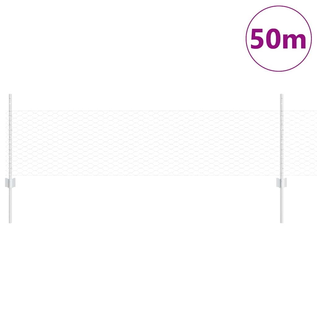 Recinzione Vidaxxl con palo argento 0,5 x 50 m in acciaio