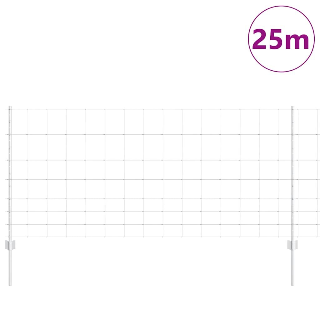 Valla vidaxxl con poste plata 1 x 25 m acero