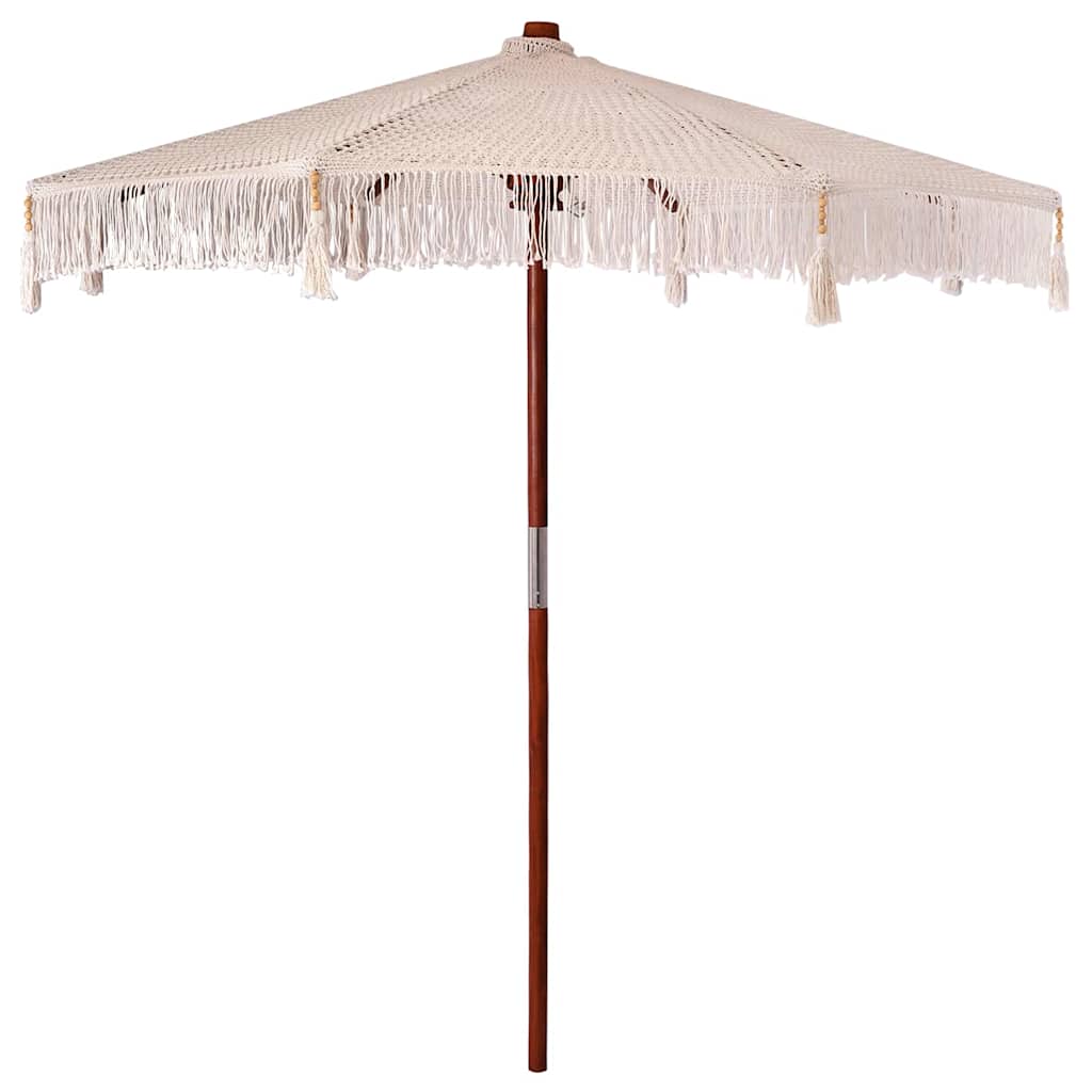 Vidaxl sombrilla macramé crema 252,5 x 252,5 x 260 cm algodón y teca