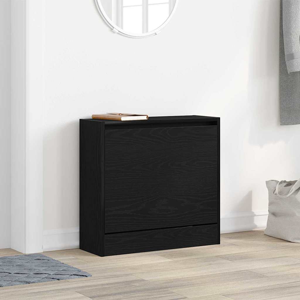 Scarpiera Vidaxx con ripiano rovere nero 60 x 21 x 57 cm in MDF