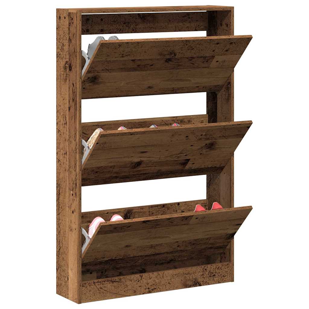 Vidaxxl zapatero con estante madera vieja 80 x 21 x 125,5 cm madera procesada
